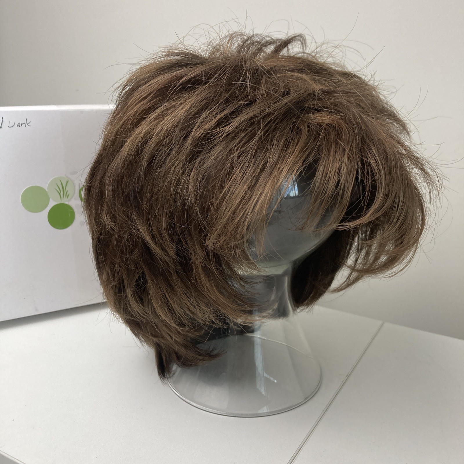 Envy Layered Wig Synthetic Short Classic Cap Womens Brown + Topper Lot 2 Pc
