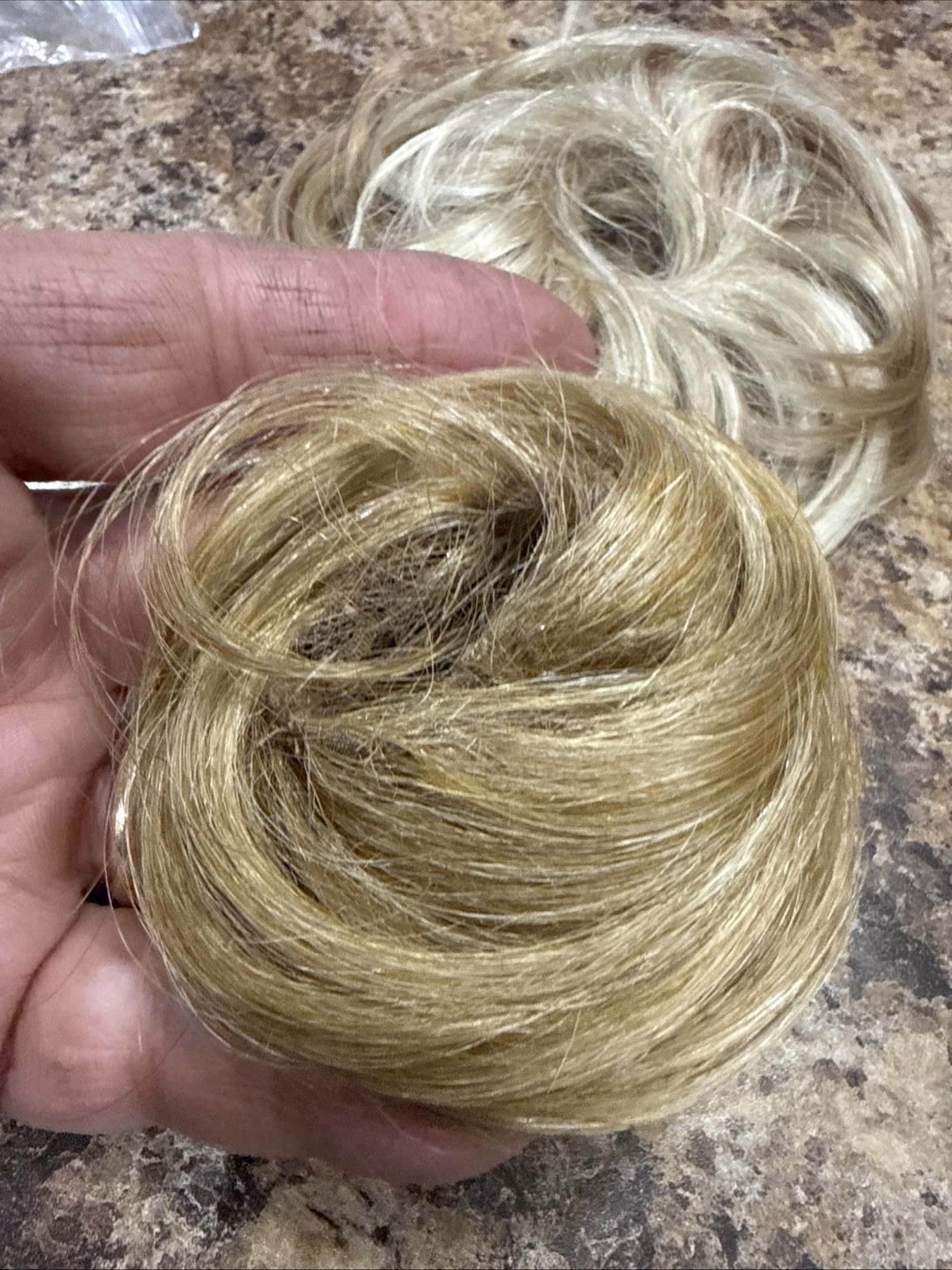 2 BEAUTIFUL Blonde Messy Hair Scrunchies Hair Buns Open Package