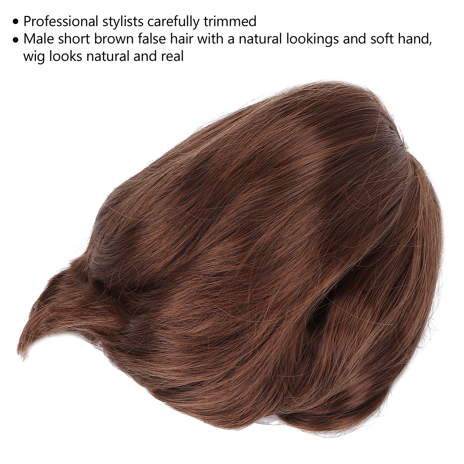 Men Short Light Brown Wig Male Short Straight False Hair Full Wig for Halloween