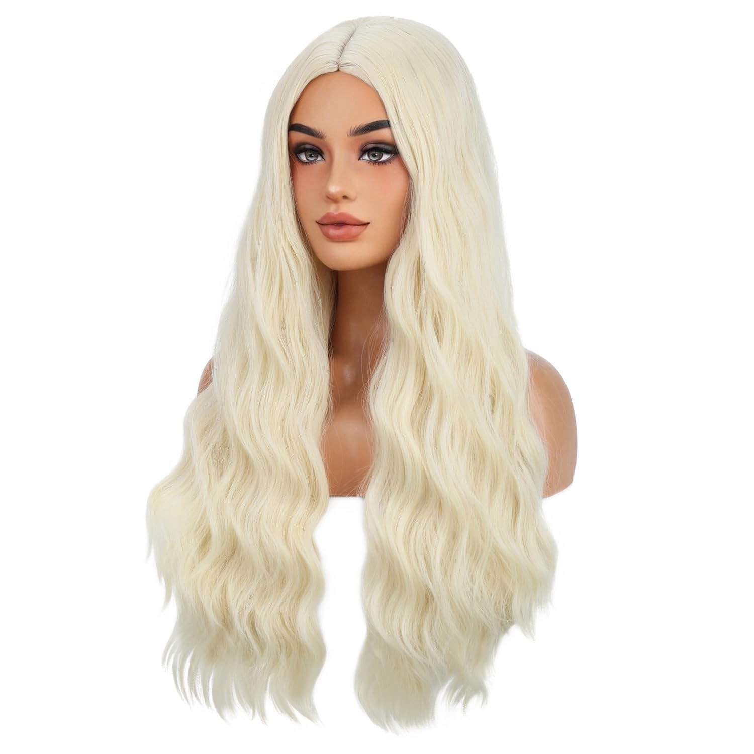 Blonde Wig Long Curly Wig Long Light Blonde Wavy Wigs for Women Daily Party o…