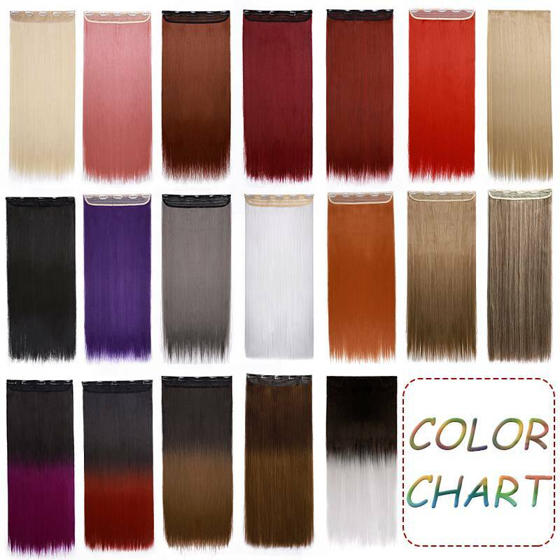 Thick Synthetic Full Head Clip In Hair Extensions Long Straight Hair Extentions