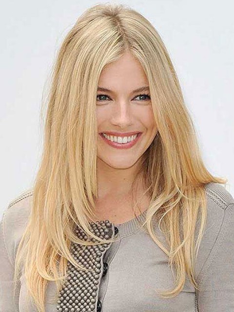 Long Straight Lace Front Human Hair Blend Heat Ok Wigs Gold Blonde Wigs Natural