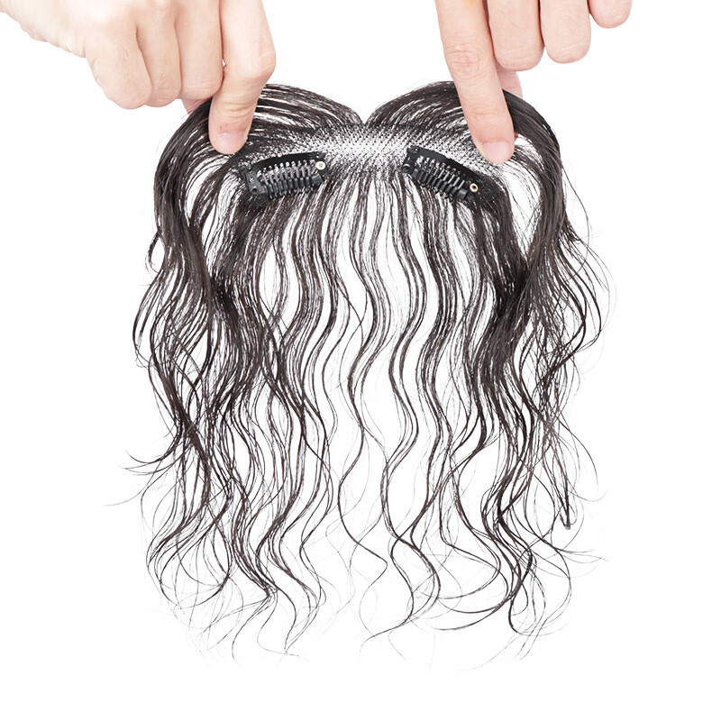 Thin Neat 100% Human Hair Forehead Hairline Wavy Bangs Hairpiece For Women