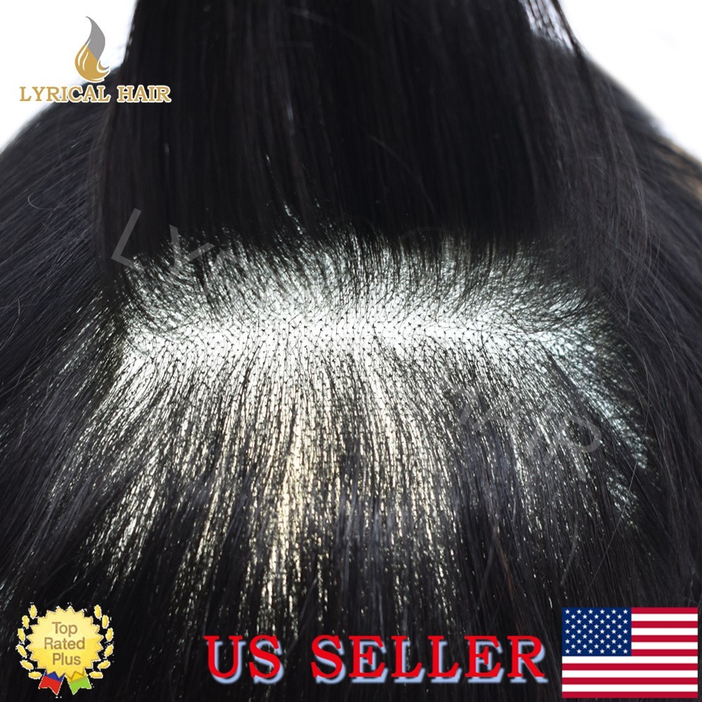 Lyrical Hair Mens Toupee French Lace Front Human Hair Bleach Natural Hairpiece