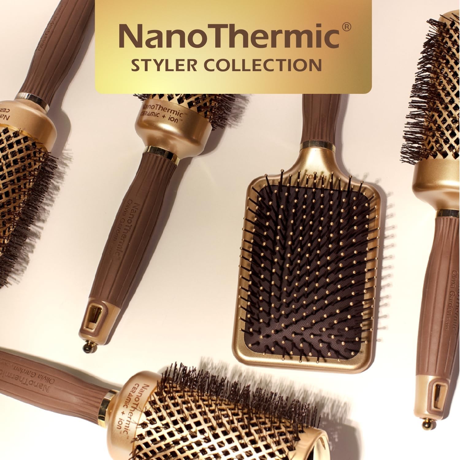 Hair Brush Ceramic Ion NanoThermic Paddle Styler Olivia Garden NT PDL