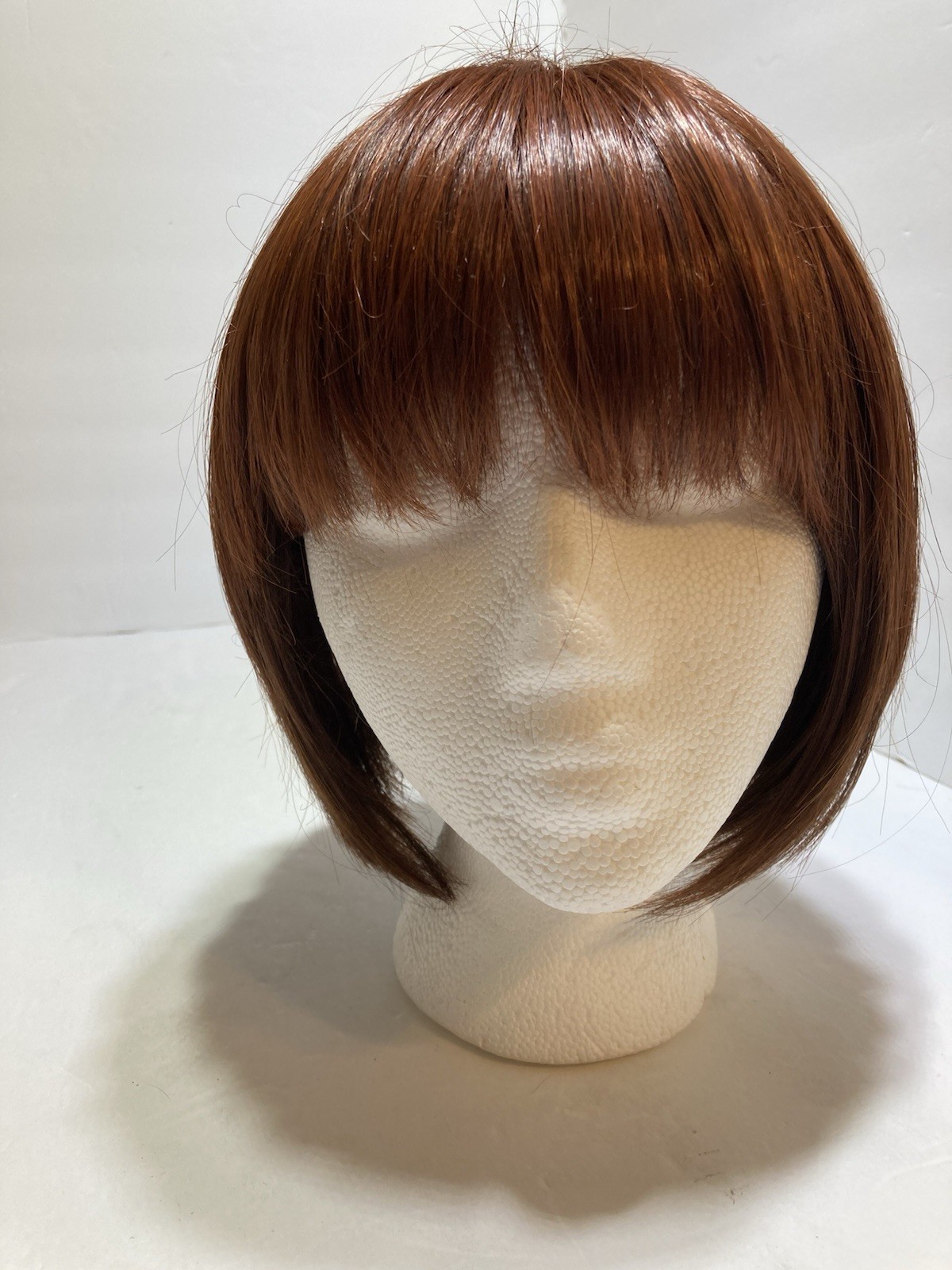 Lux Hair Auburn Bob Style Bangs Keralon Fiber Straight Adjustable Wig