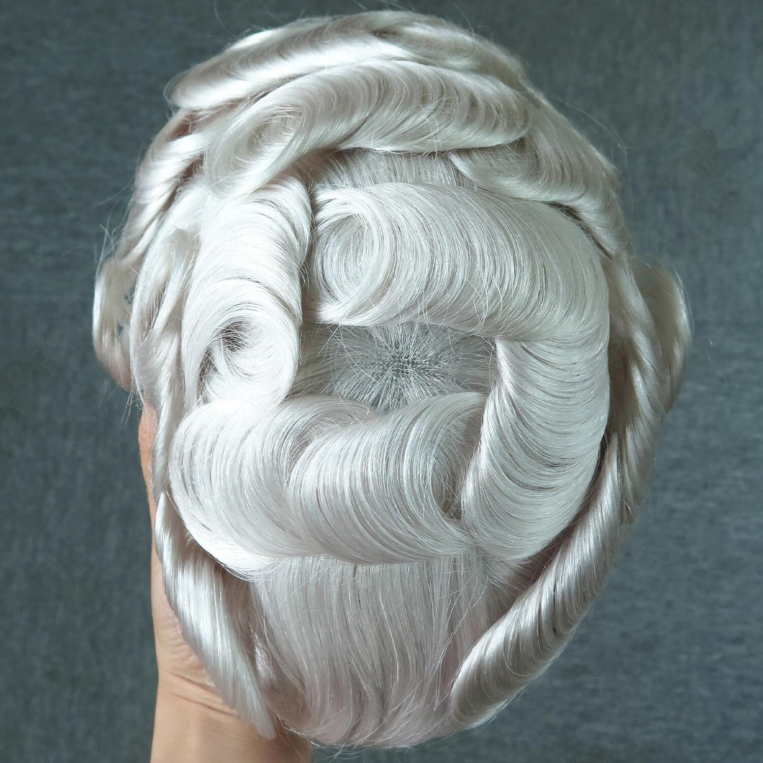 All Swiss Lace Toupee For Men Human Hair Replecement System Hairpiece All Grey
