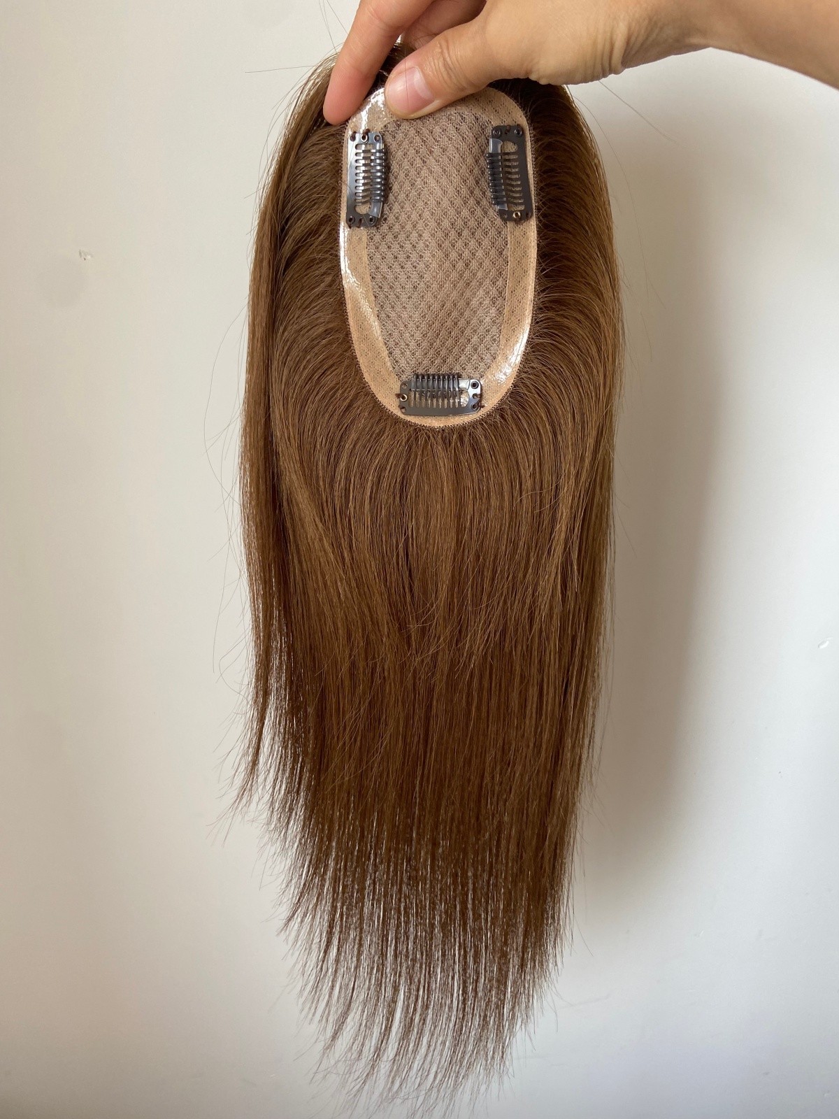 100% HUMAN BRAZILIAN HAIR BROWN SILK TOP 3″x5″ HAIRPIECE 14″ FREE PARTING