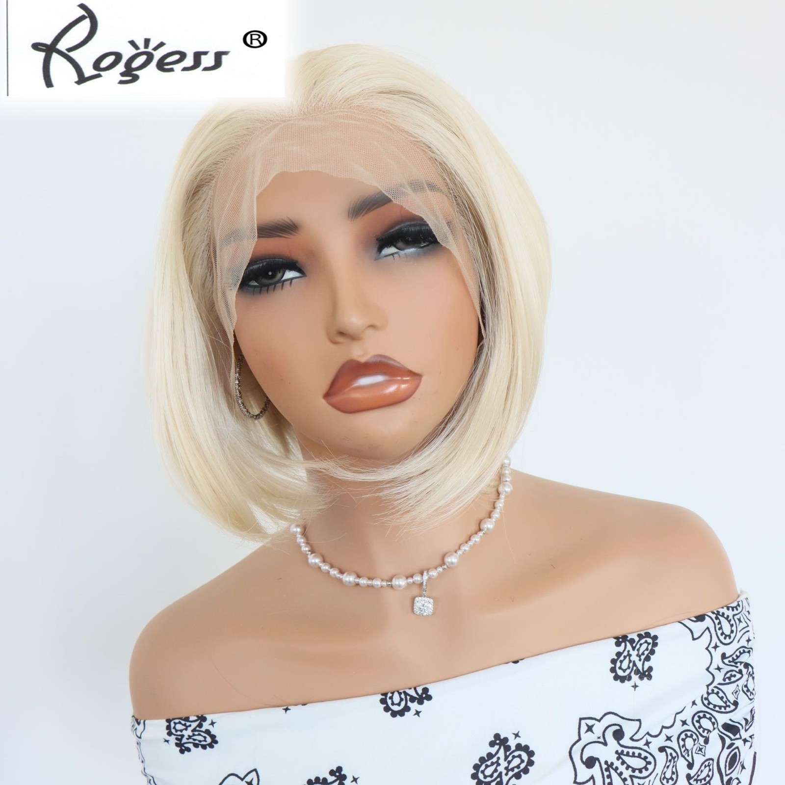 Platinum Blonde Short Bob Lace Front Wig Matte Synthetic Cosplay