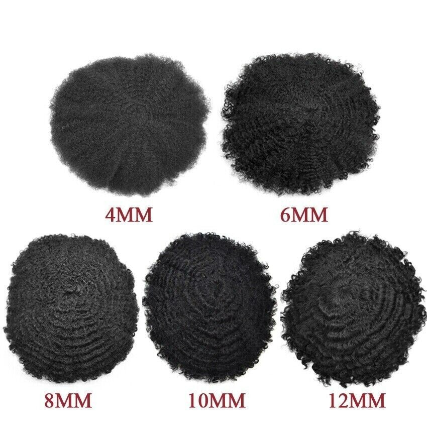 Men Toupee Afro Q6 Curly Human Hairpiece French Lace Front African American Hair