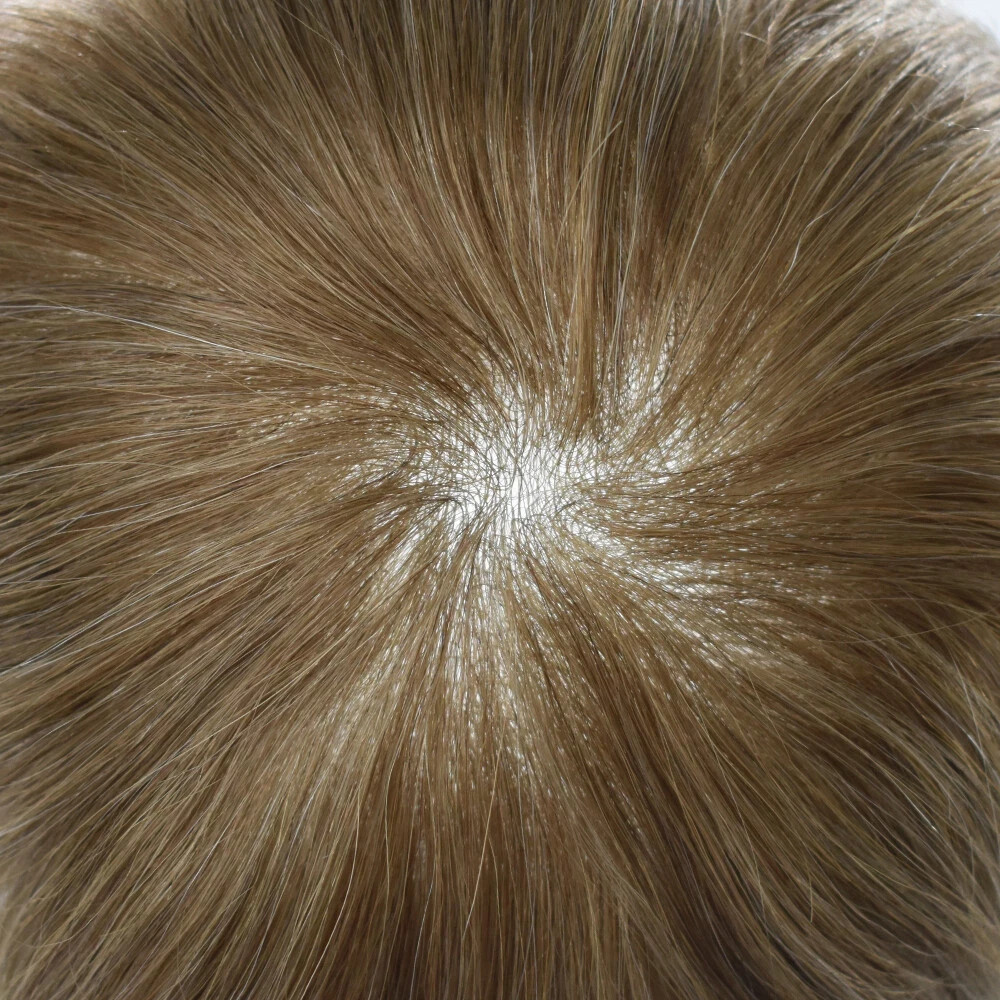 Mens Toupee HumanHair Piece Ultra Thin Skin V-Loop Men HairReplacement System US