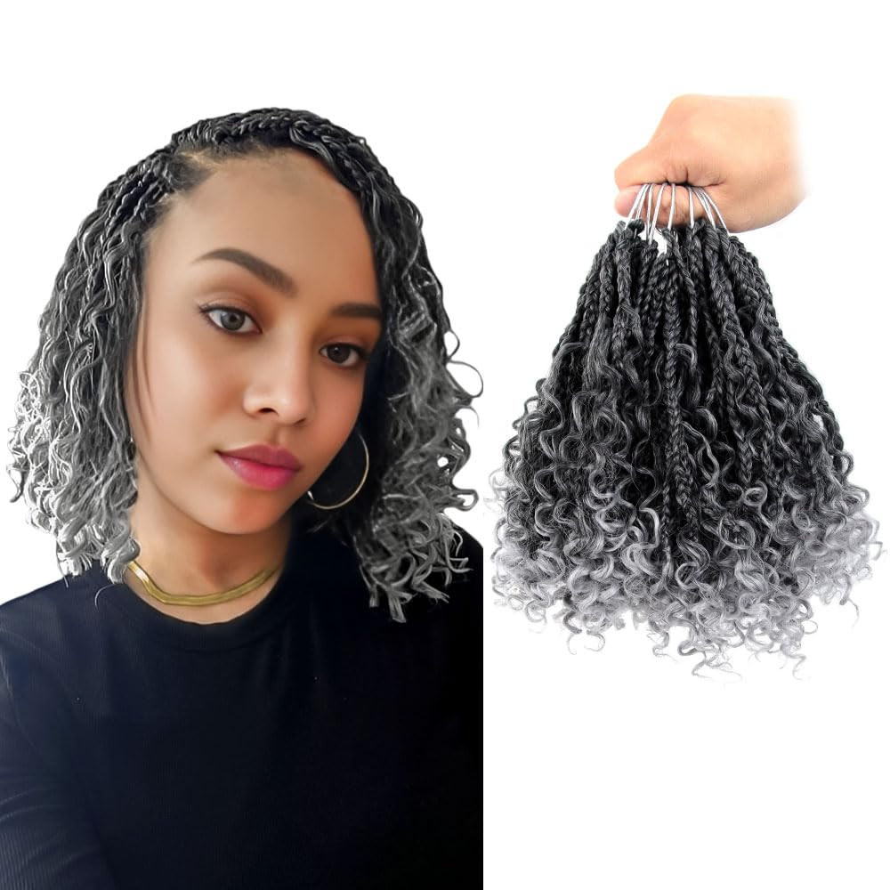 9 Packs Goddess Box Braids Crochet Hair 8 Inch Boho Box Braids with Curly Ends S