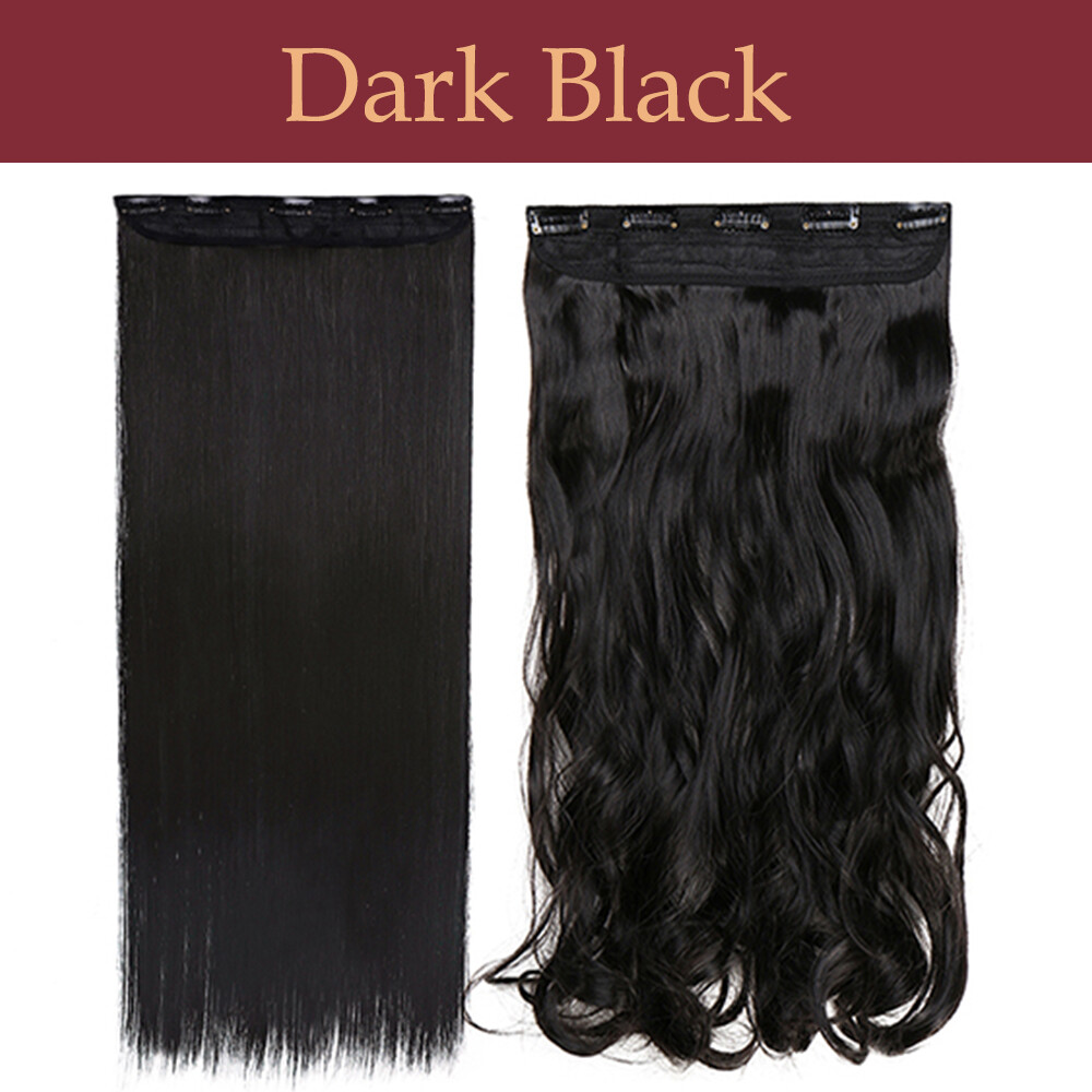 US Piece Clip In Hair Extensions Real Long Straight Curly As Human Blonde I8