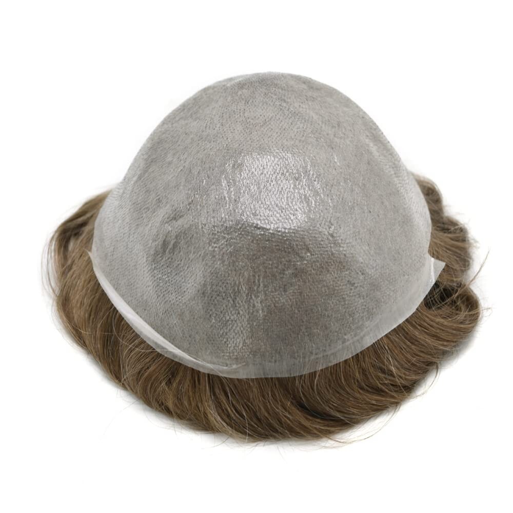 Mens Toupee Human Hair Piece Ultra Thin Skin V-Loop Men Hair Replacement System