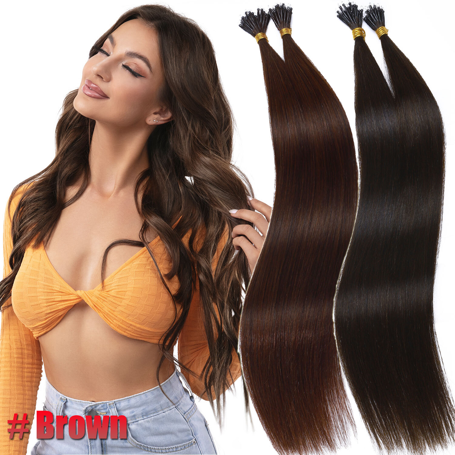 14″-24″ Nano Ring Hair Extensions Nano Bead 100% Real Remy Human Hair THICK 200S