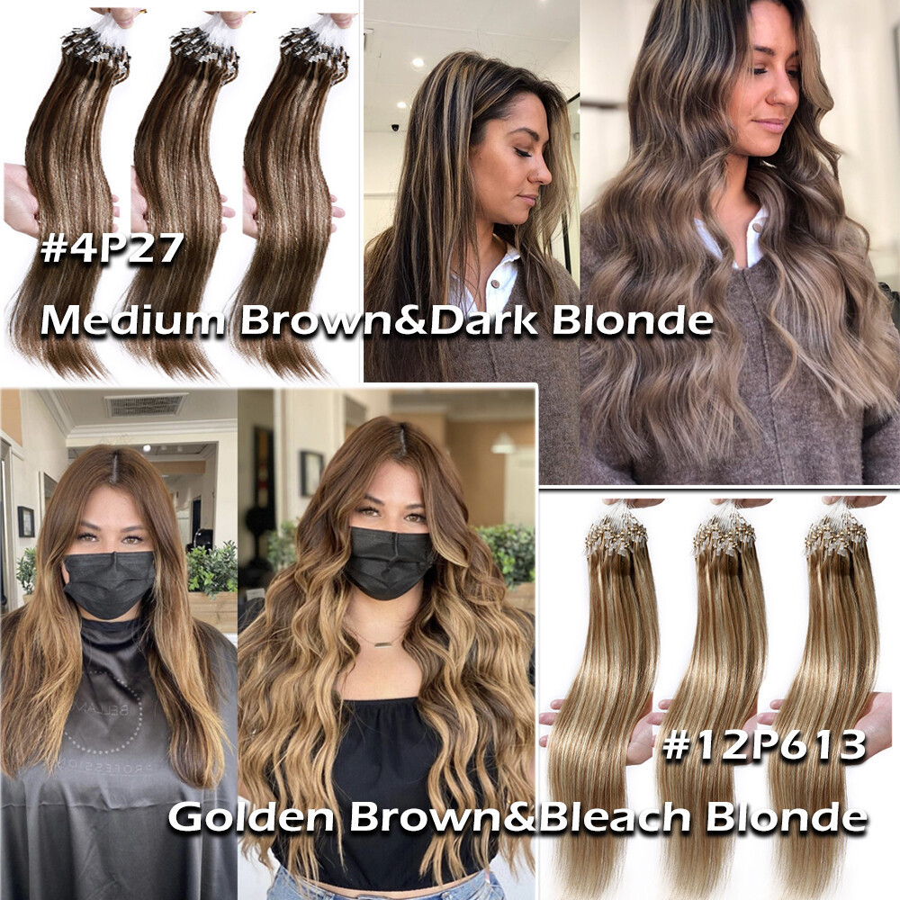 300PCS THICK Micro Loop Real Remy Human Hair Extensions Nano Ring Bead Full Head