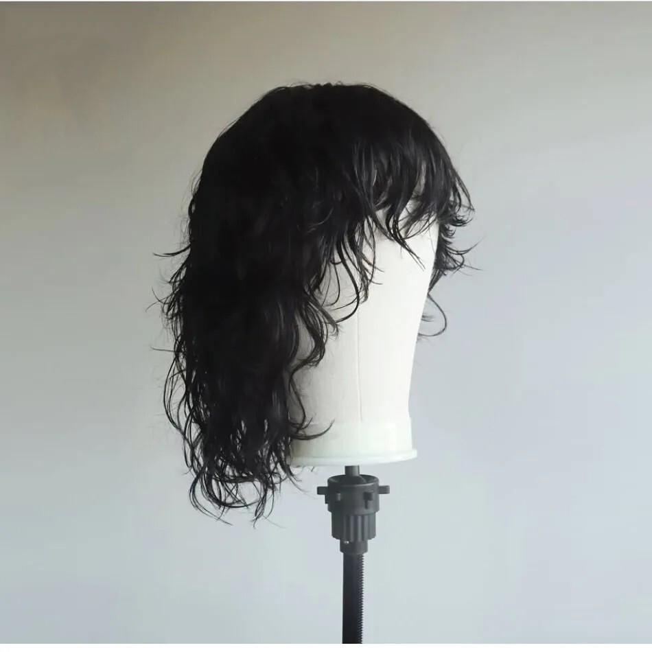 Wavy Wig For Boy Retro Style 13X6 Lace Front Human Hair Wigs With Bangs For Men