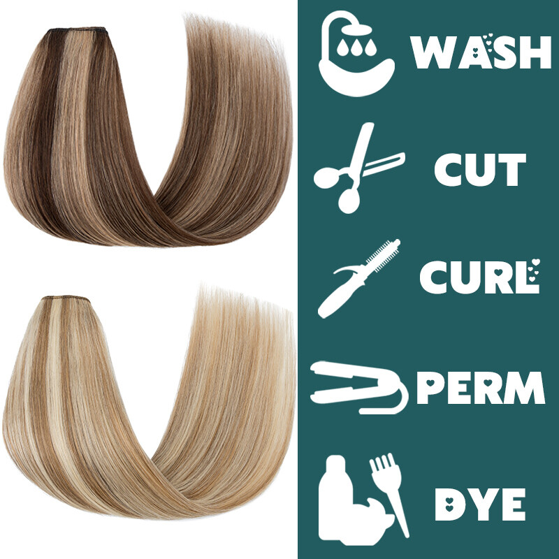THICK Clip In One Piece 100% Remy Human Hair 3/4 Full Head U-Shape Extensions