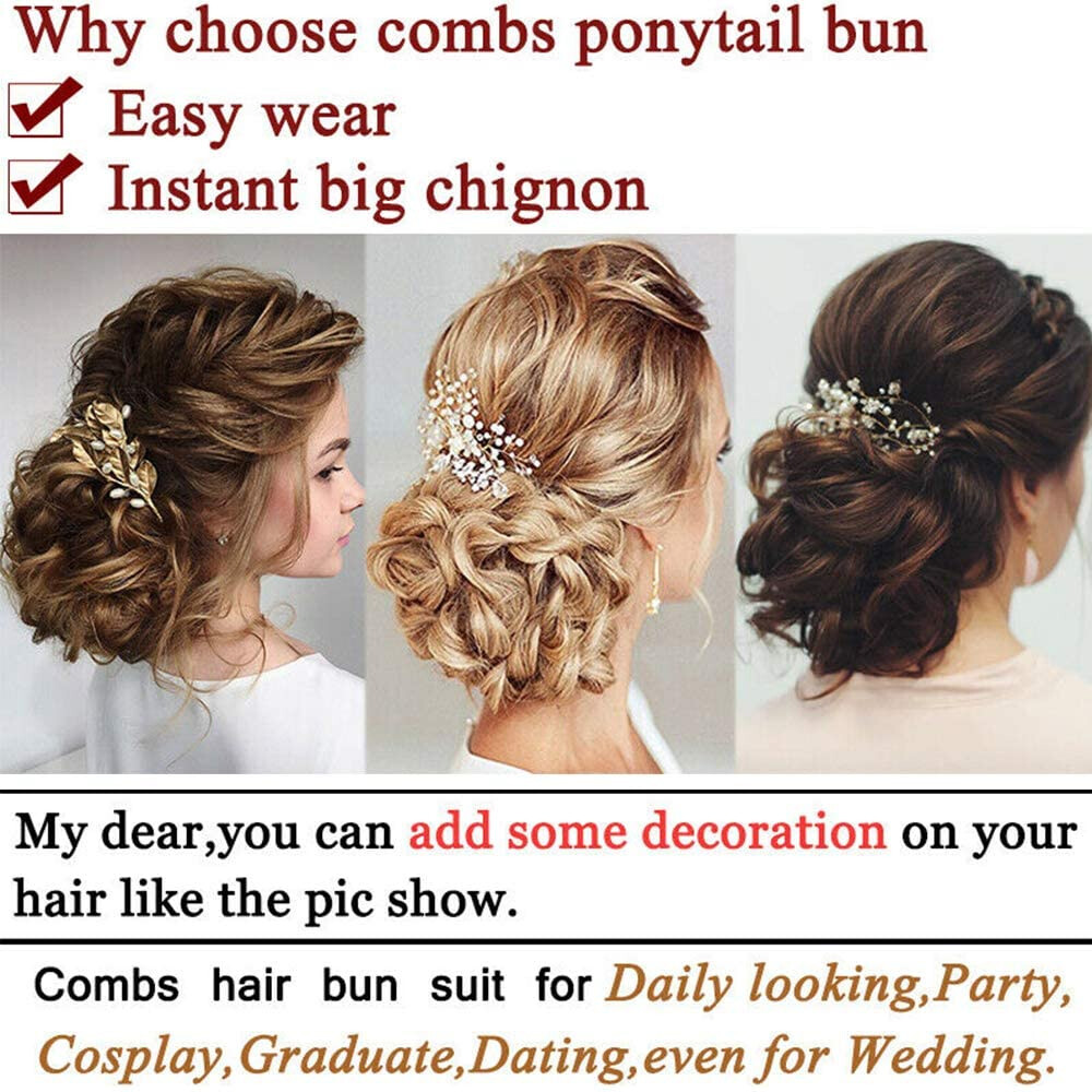 Large Chignon Messy Bun Comb Clip in Hair Extensions Hairpiece Scrunchie Curly