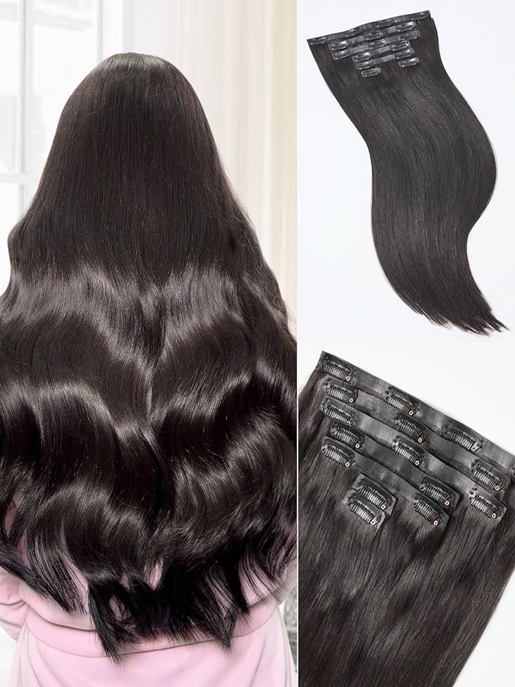 Luvme Remy Human Hair Clip in Extensions 16″ – 7PCS 110g Seamless Real Hair