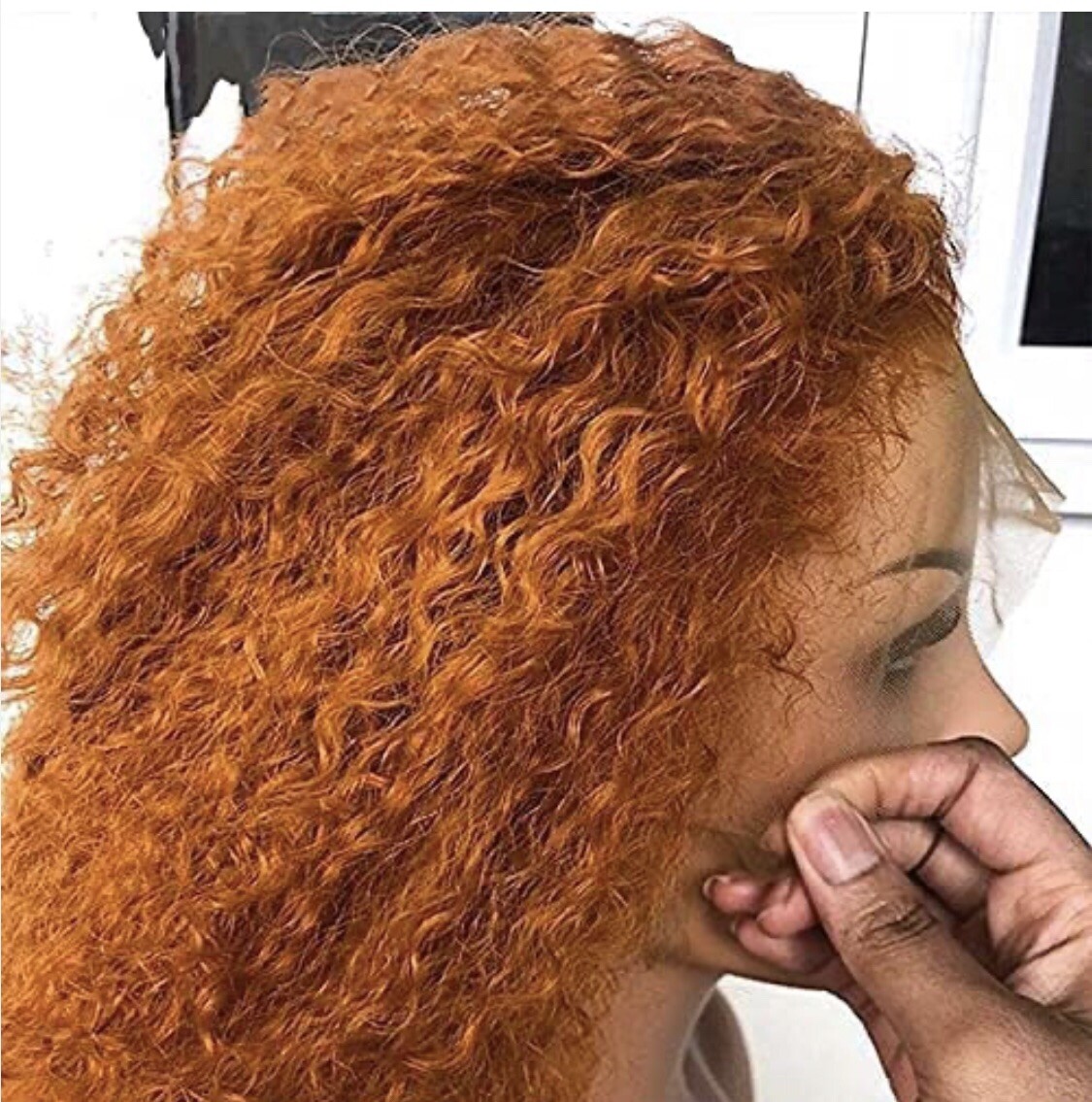 100%human virgin hair orange ginger  straight  lace180 density 12” 10Agrade 13×4
