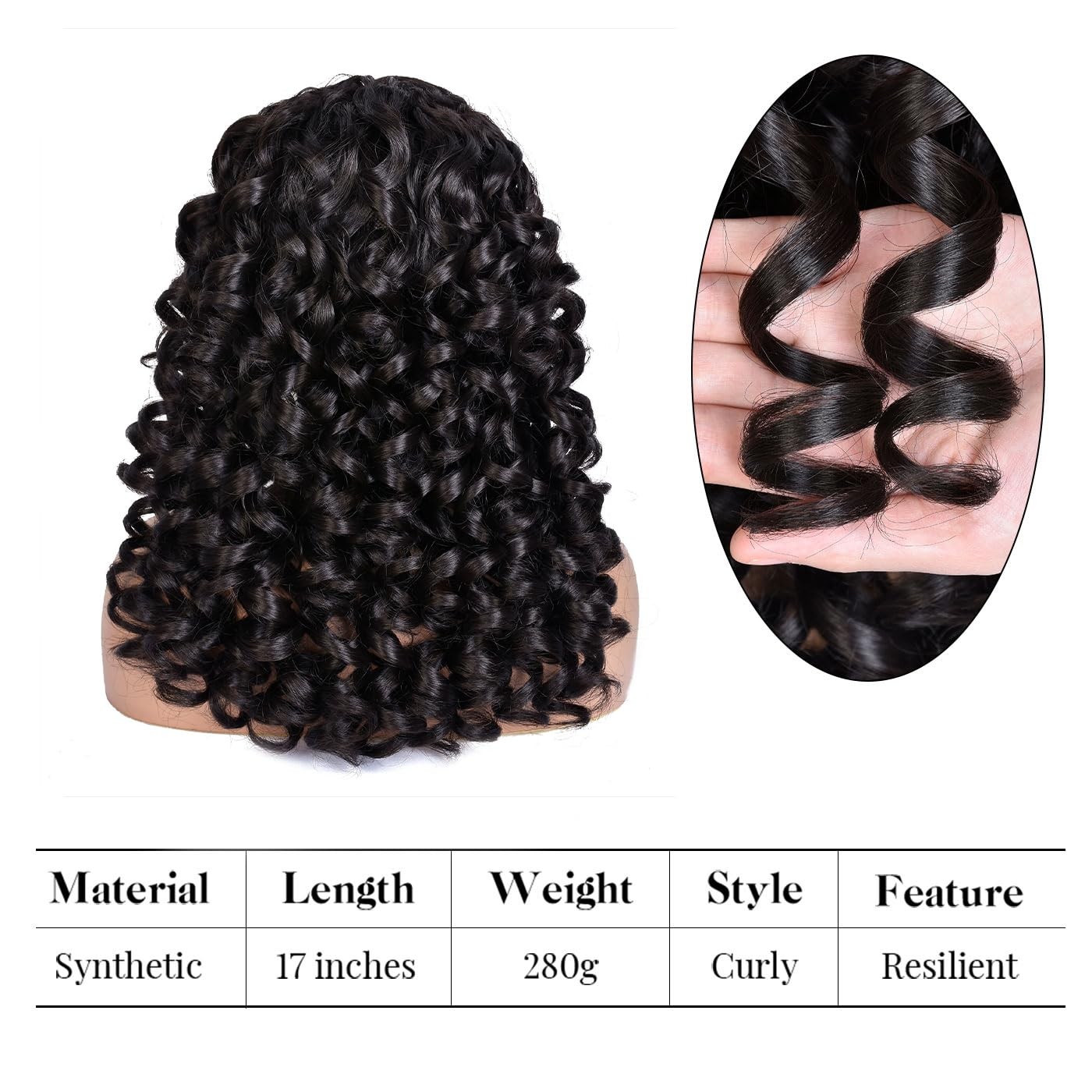 Chocolate Brown Curly Wigs for Black Women Long Curly Afro Wig with Bangs for…