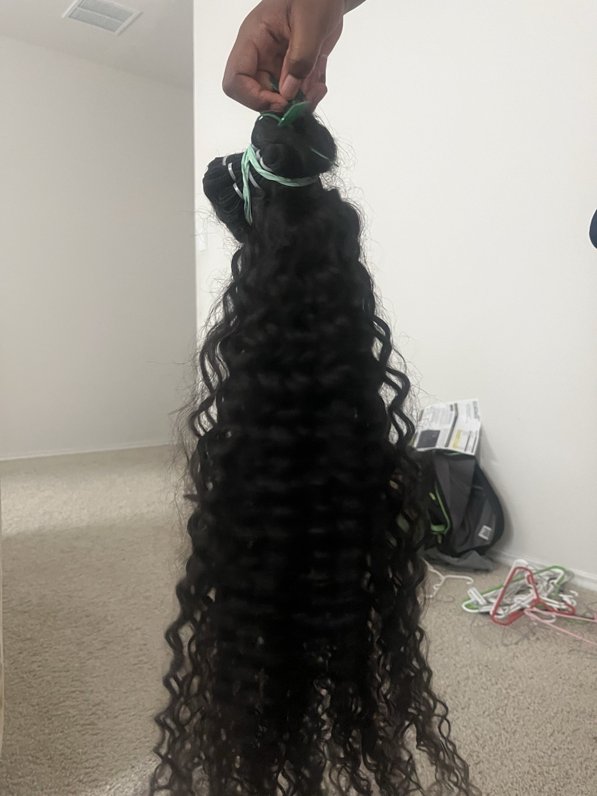 Human Hair Curly Weft Hair one ítem 32 inches Bundle Black for Women 21-30 in