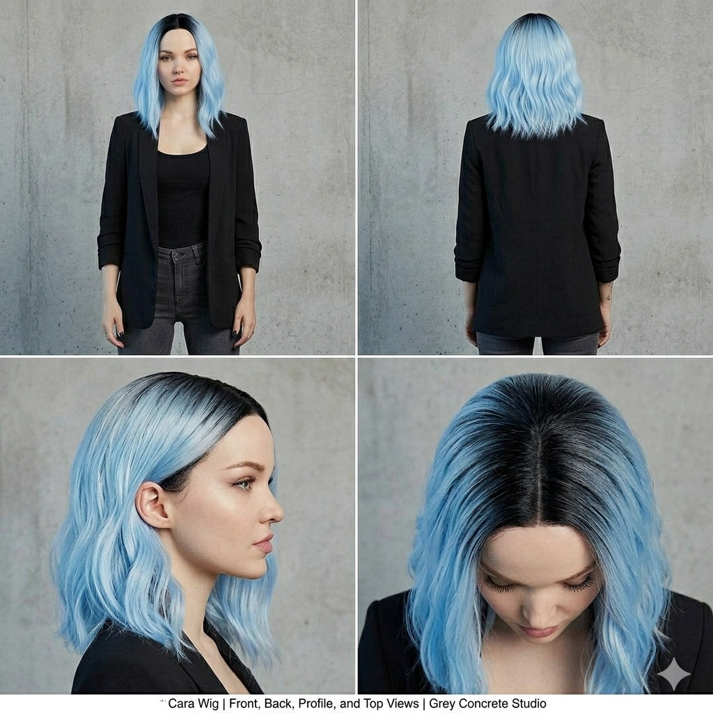 Fever Cara Wig baby blue black ombre woman soft wave daily dance stage actress