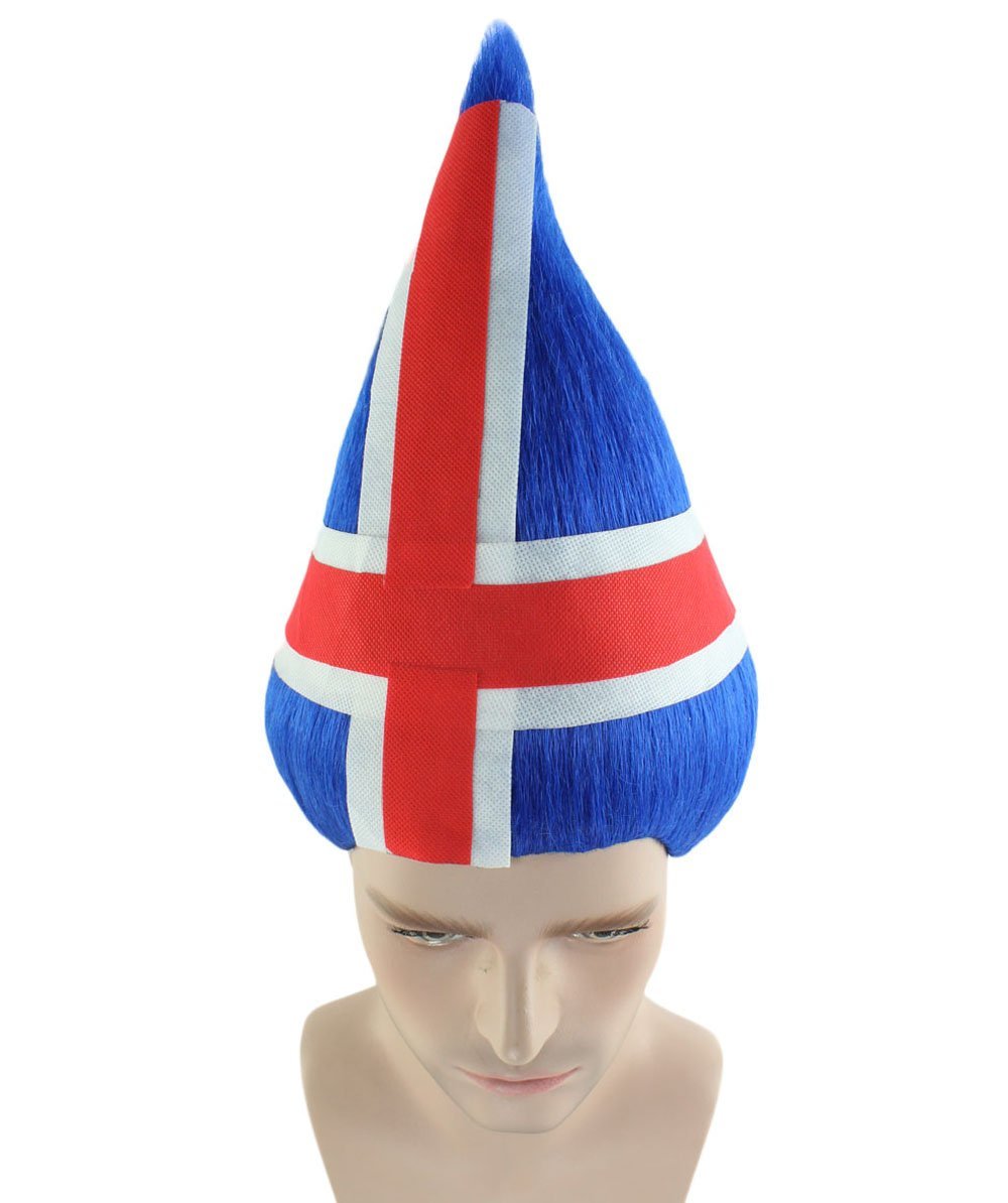 Iceland Flag Sport Troll Wig | Red Blue Troll Wig HM-796A