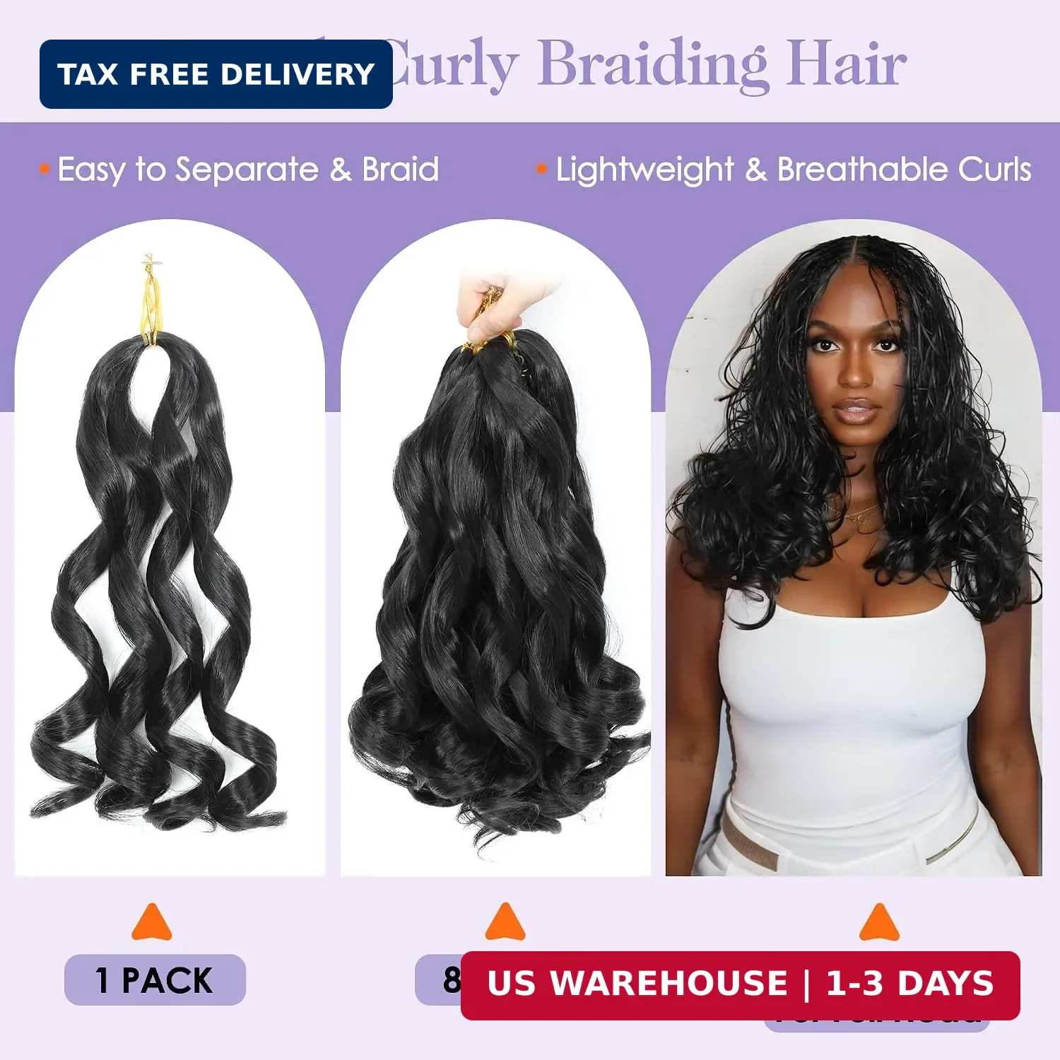 French Curl Braiding Hair 12 Inch 8 Packs Pre Stretched Hair For Black Women 50g
