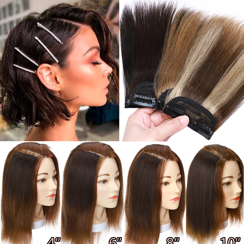 Hair Weft Piece 100% Clip In Human Hair Extensions Thick Topper Hairpiece 4″-12″