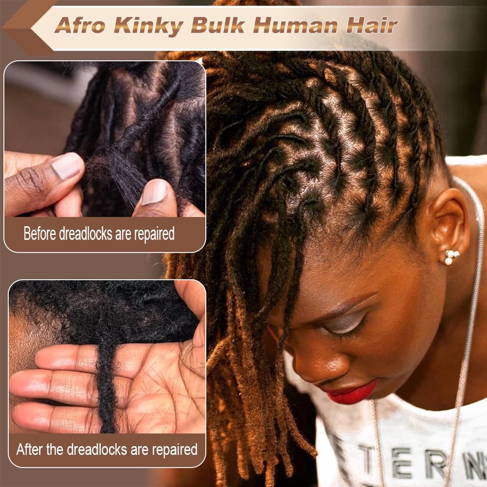 Premium Afro Kinky Bulk Human Hair 100%, Afro Kinkys Human Hair Bulk For Drea…