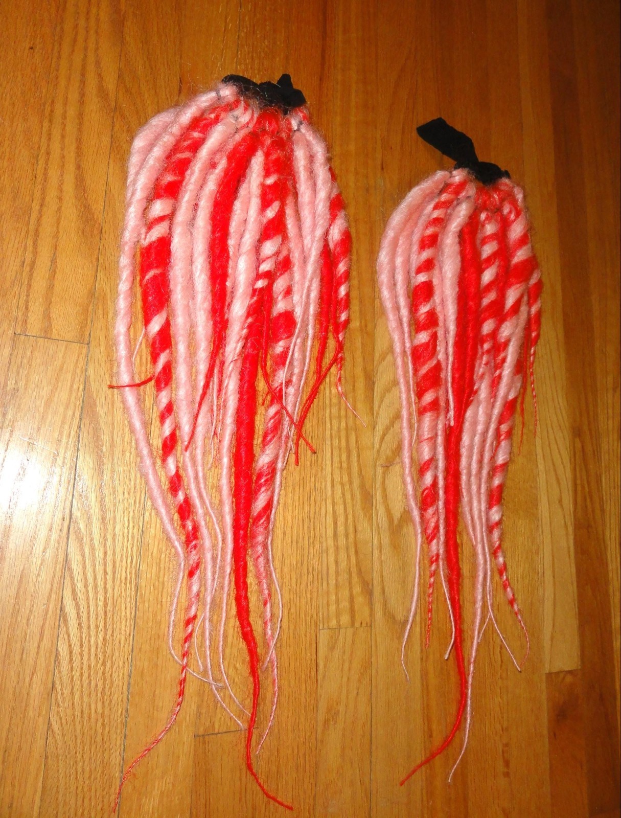 Pink & Red Dread Falls swirls dreadlocks hair extensions cyber goth dreads emo