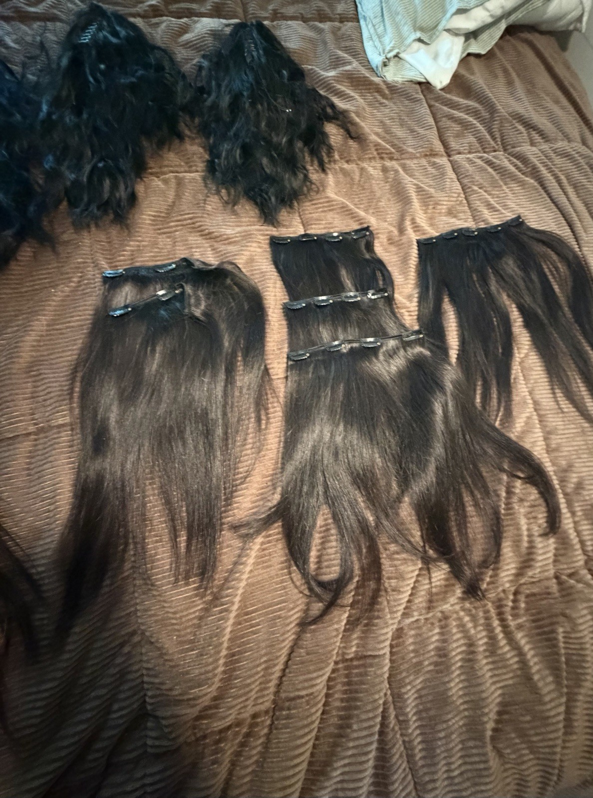 Remy Human Hair Clip In Extensions 1B Black 14 Inches Long 19 Pieces