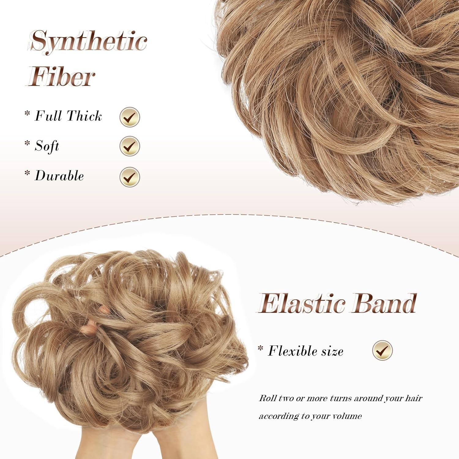 Messy Bun Hair Piece Strawberry Blonde 27 30 mix elastic wavy scrunchie chignon