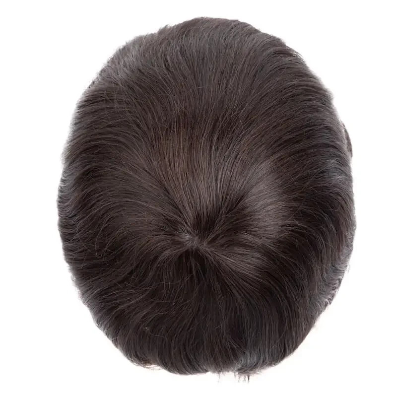 Men’s Hair Toupee 100% Human Hair Skin Base 8×10 30mm Wave Natural Black