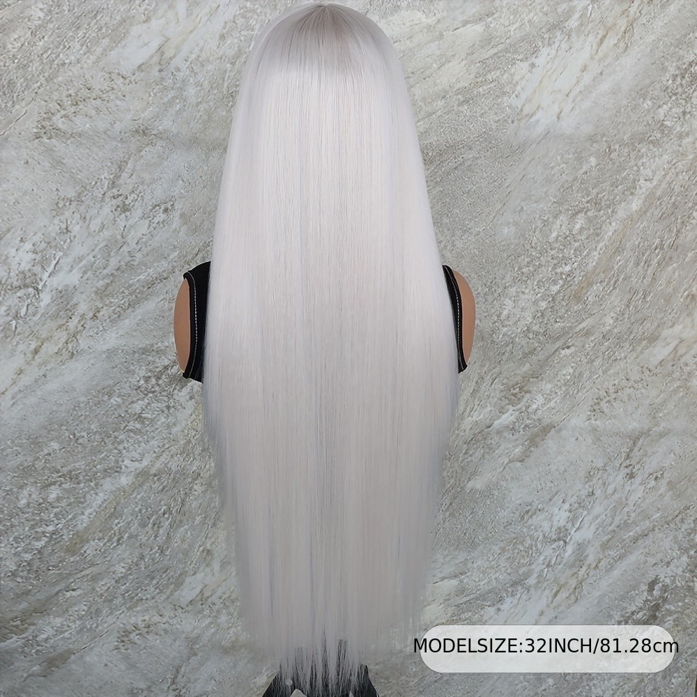 White Color Hair Lace Front Wigs Synthetic Pre Plucked Glueless Heat Resistant