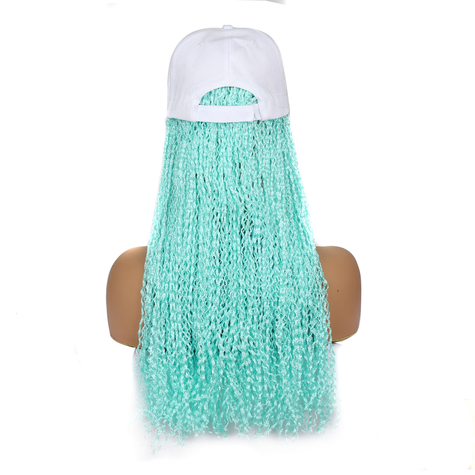 Baseball Cap With Curly Wave Braid Attached Micro Braids Hat Wig for Women Girls