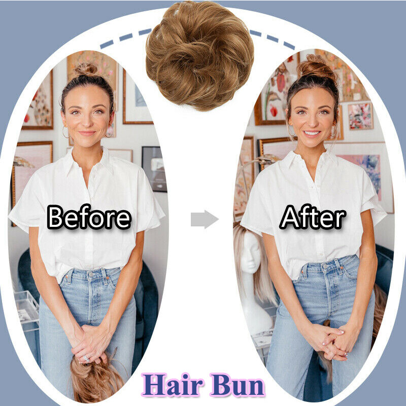 Curly Messy Hair Bun Piece Scrunchie Updo Thick Hair Extensions Real As Human S