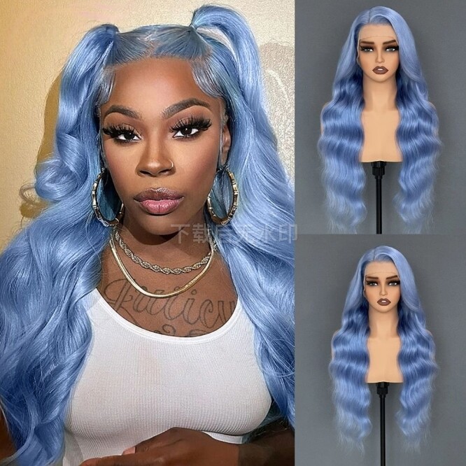 Summer Blue Body Wave Brazilian Virgin Human Hair Wig 13×4 Lace Wig Pre Plucked
