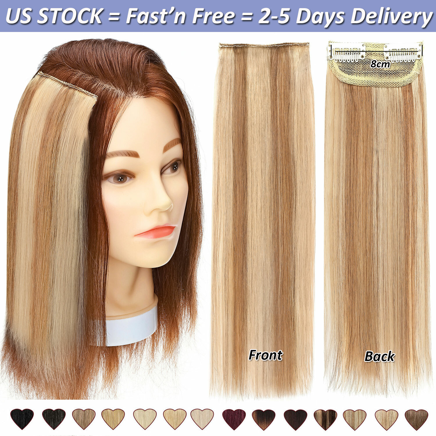 4″-12″ Short Hair Pad Clip In Real Remy Human Hair Extensions One Piece Blonde Q