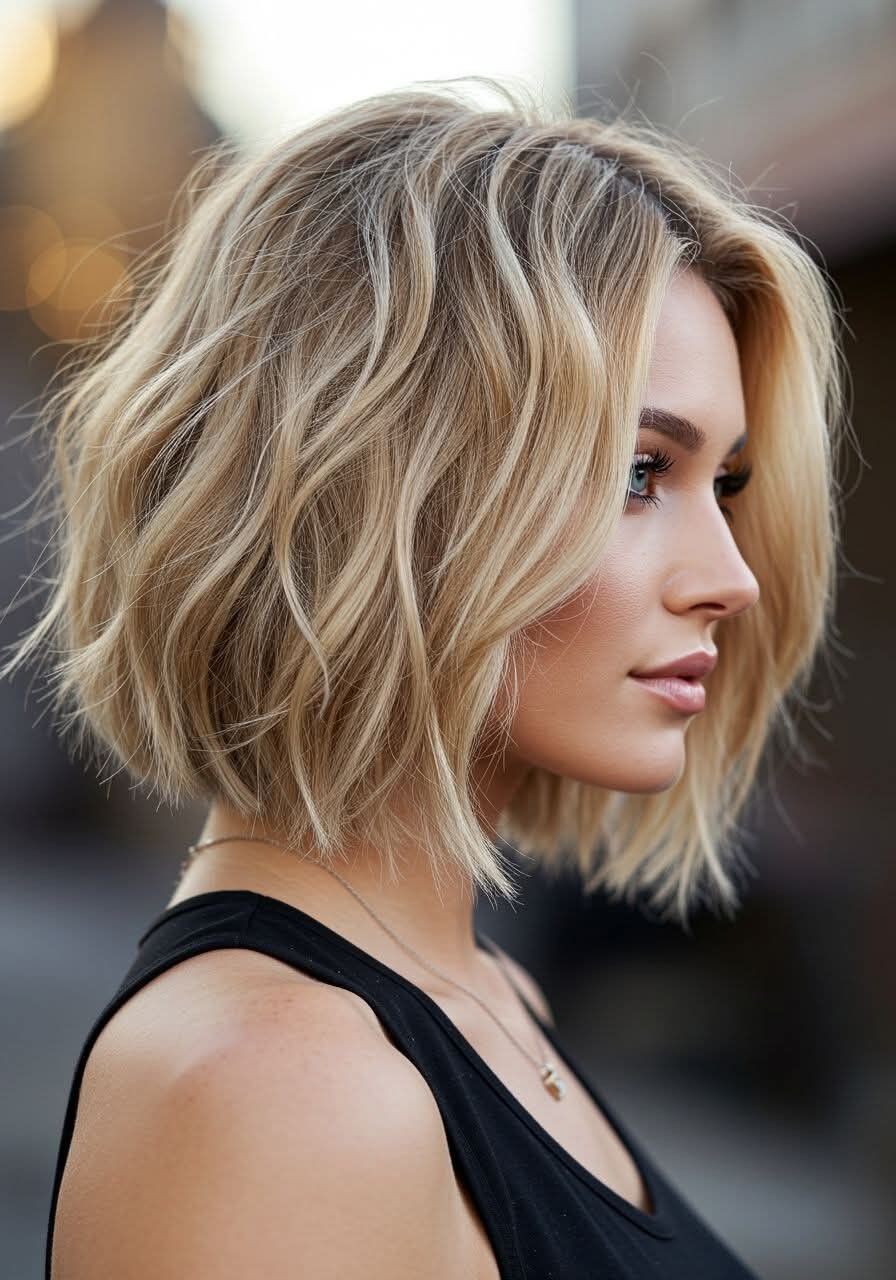 Short Wave Ombre Beige Blonnde Highlight Balayage Human Hair Lace Front Wigs