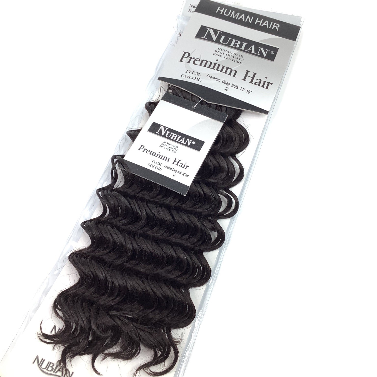 Nubian Premium Human Hair Extensions Deep Bulk 14″-16″ Color 2 Wavy