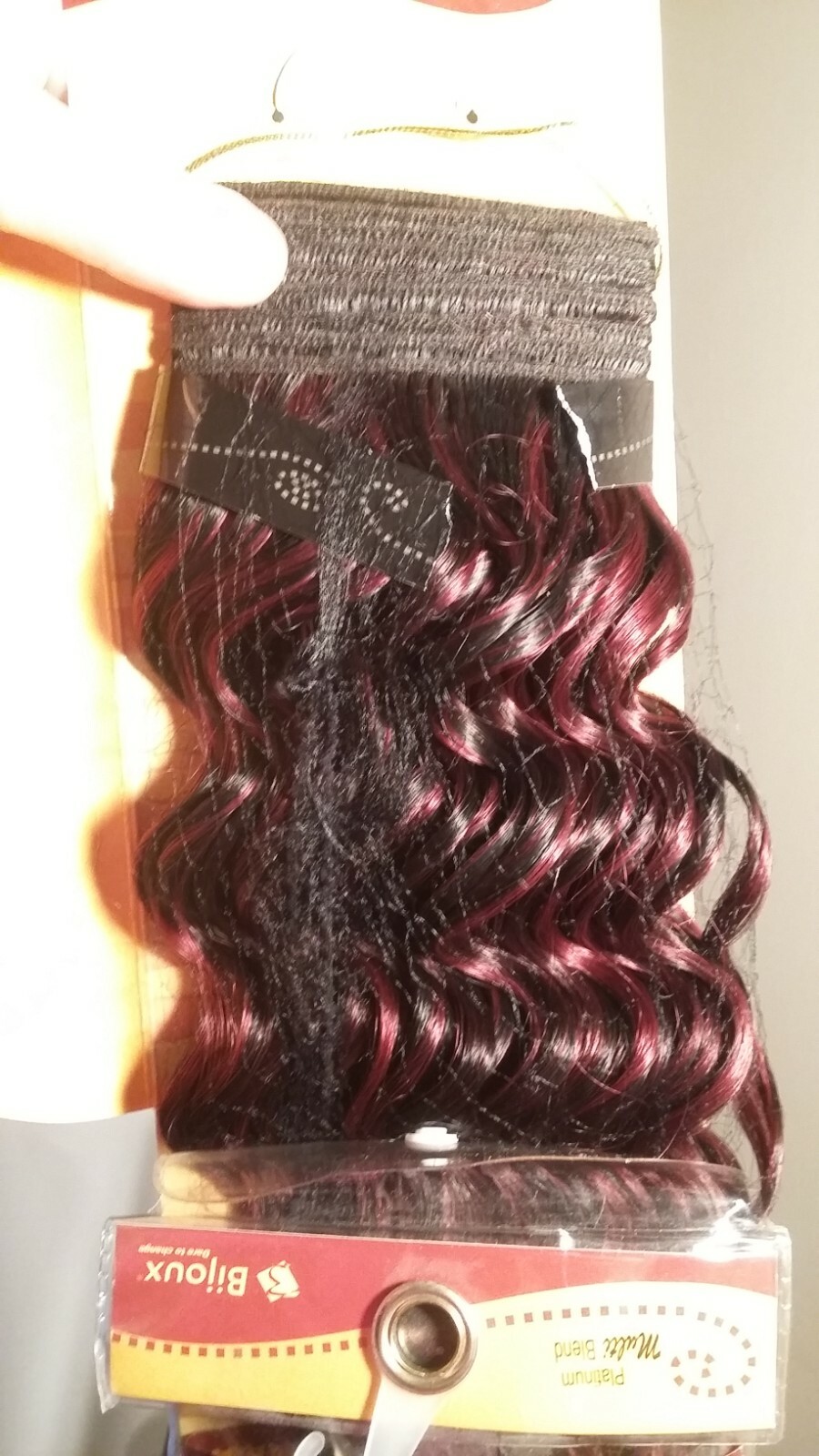 Bijoux Couture Platinum Weft Hair Batik Deep wave 14 in Black Burgundy