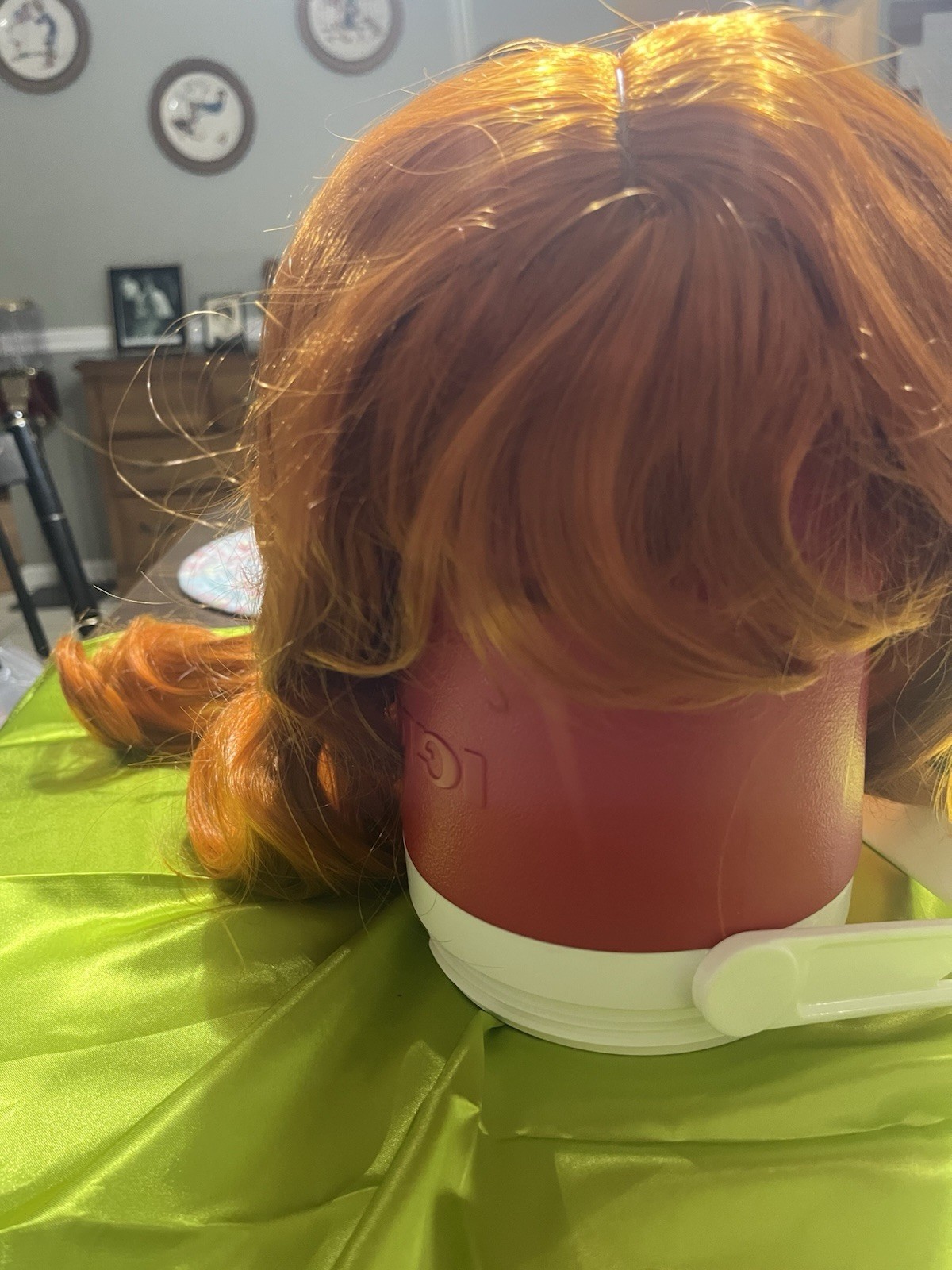 Long Orange/Ginger Colored Wig w/ Bangs & Hairnet