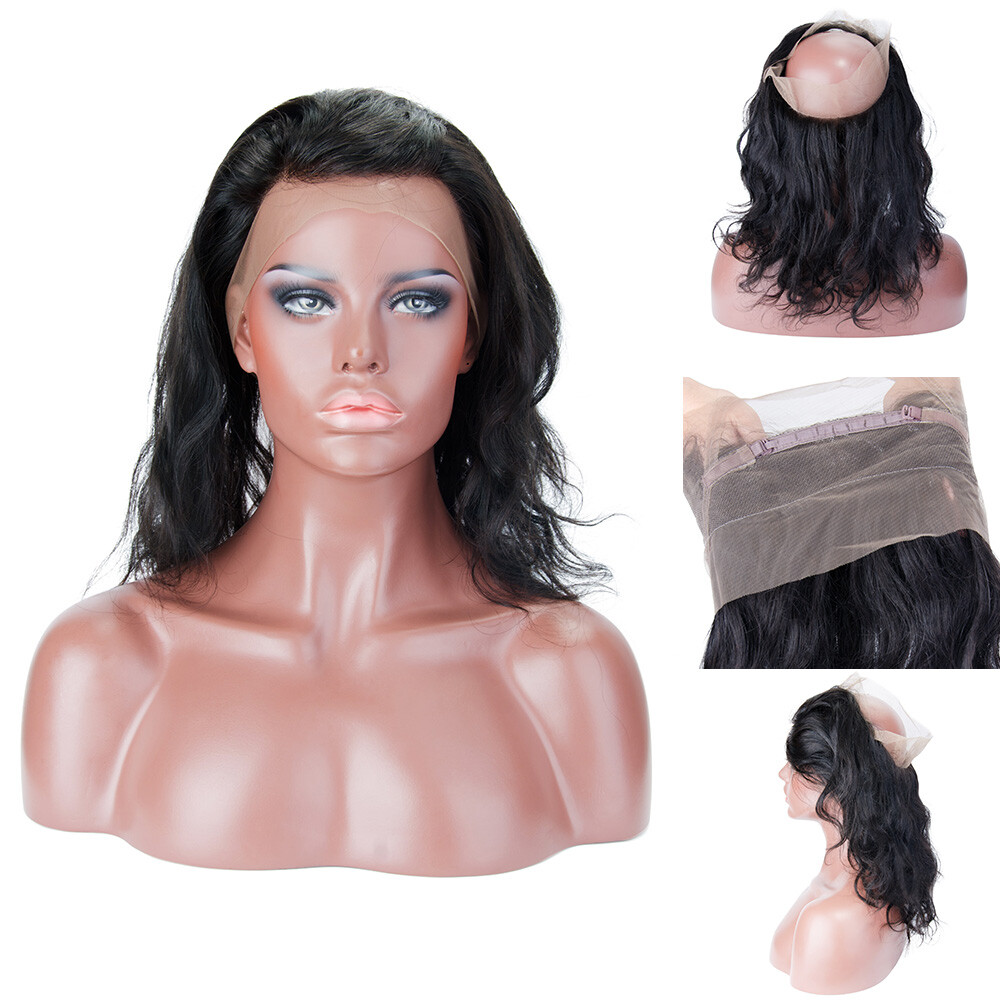 10-20 Inch 22″ x 4″x 2″ Body Wavy #1B Natural Black 360 Lace Frontal