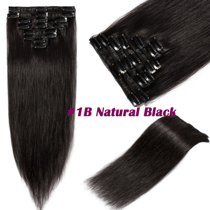 US Real Clip In 100% Remy Human Hair Extensions Full Head Highlight 18″20″22″24″