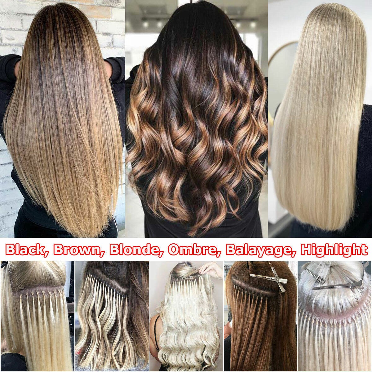 Micro Bead Loop Hair Extensions 100% Remy Human Hair Micro Rings Balayage Ombre