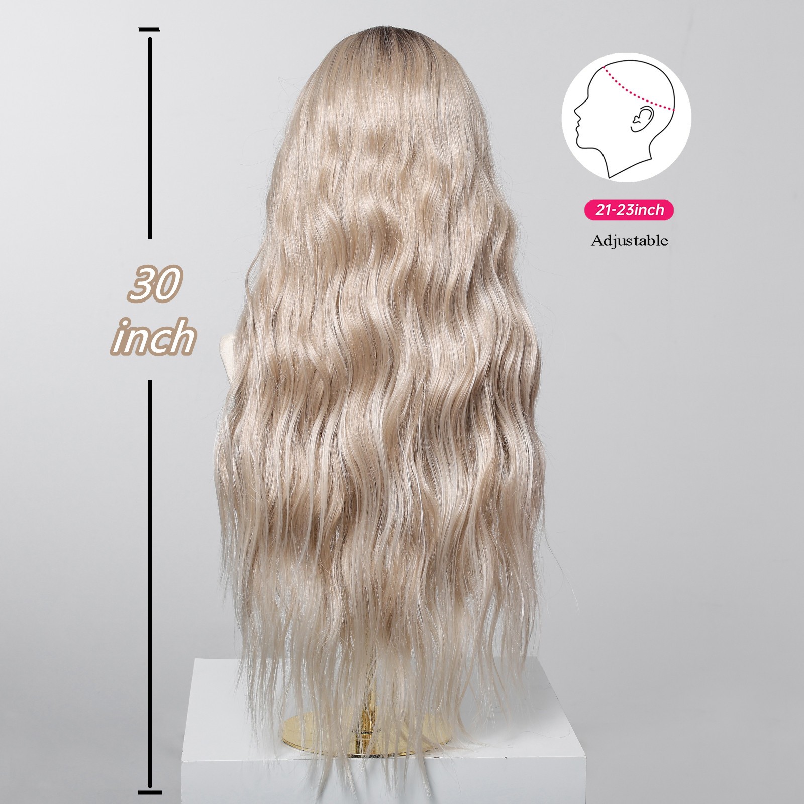 Heat Resistant Synthetic Hair Long Wavy Highlight Blonde Women Lace Front Wigs