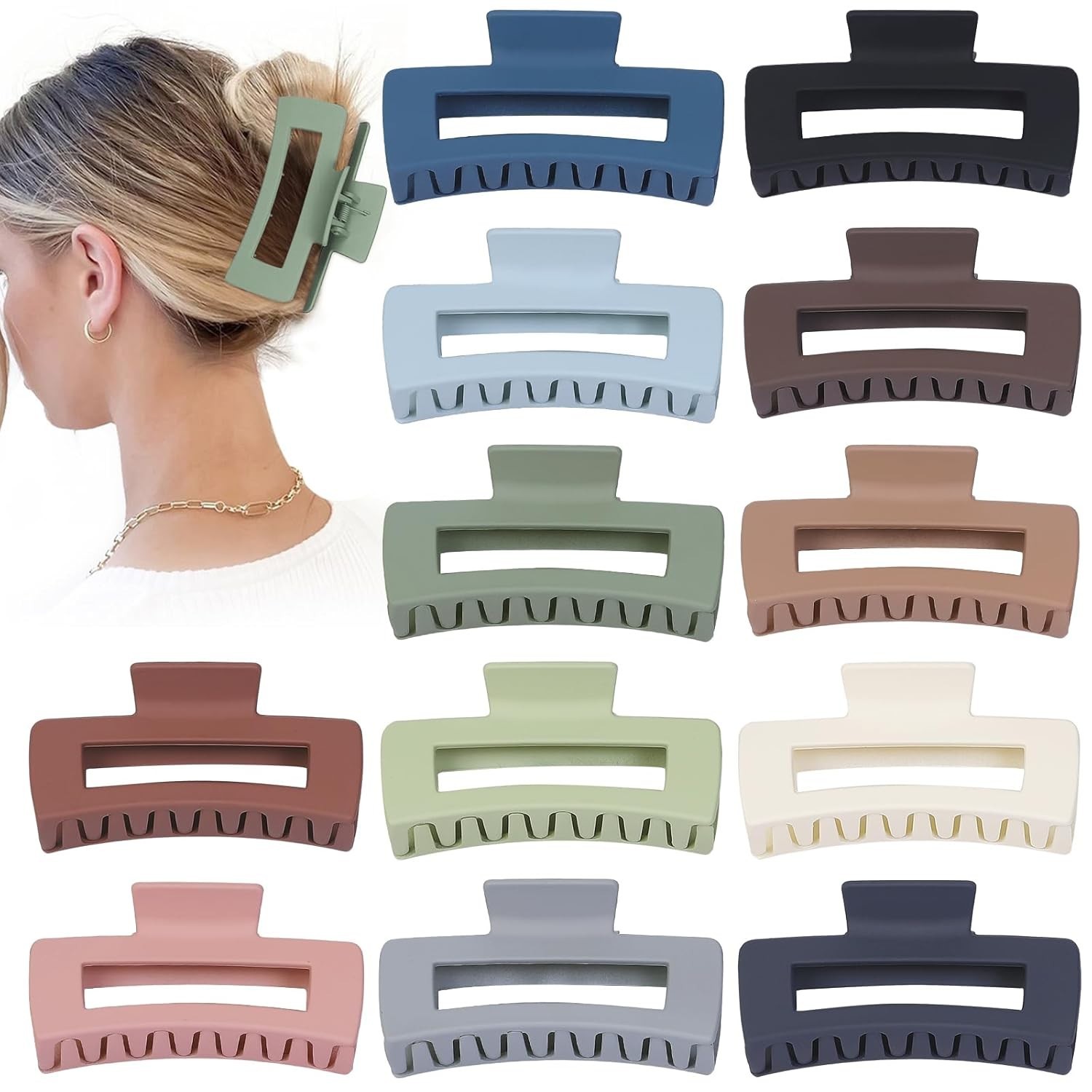 Hair Clip – Claw, 4.1 Inch Extra Large for Thick, Long, Curly Hair, 12 Pcs, 1…